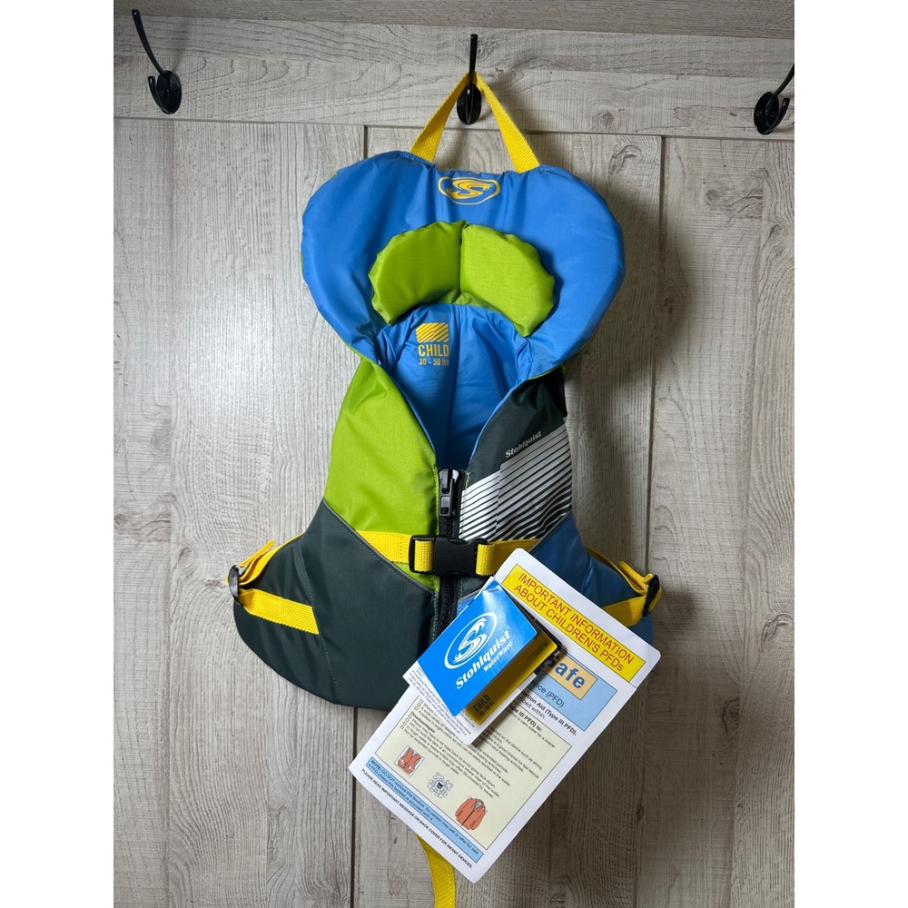 Stohlquist Nemo Child Life Jacket PFD 30-50 lbs Blue Green Yellow 6100 NWT